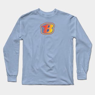 Alphabet Monogram B Initials Name Uppercase Capital Typography with Flaming Fire Element Long Sleeve T-Shirt